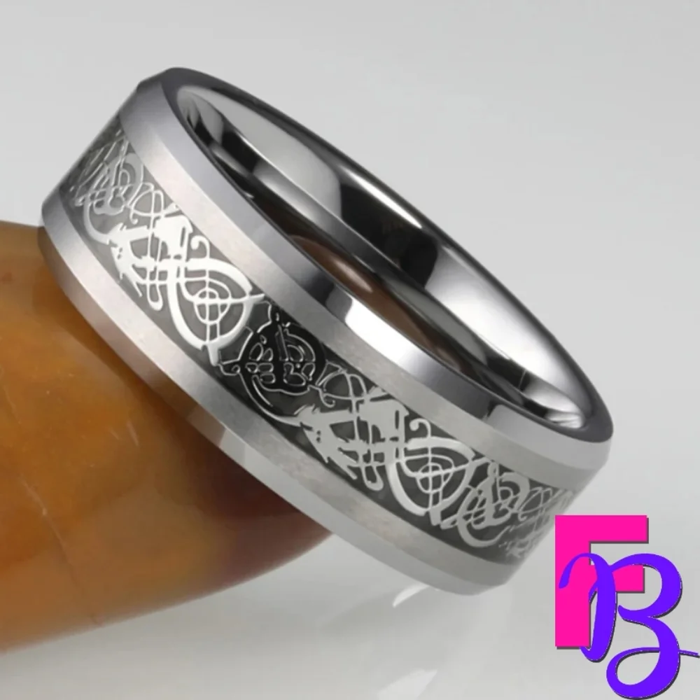 - *NEW!* 6mm / 8mm Tungsten Carbide Celtic Dragon Ring - Picture 5 of 9